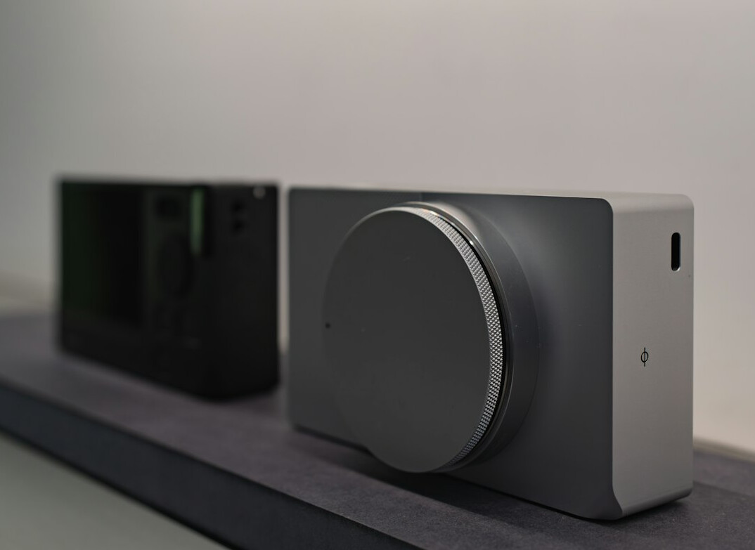 Robotic PTZ broadcast camera mounted in a studio